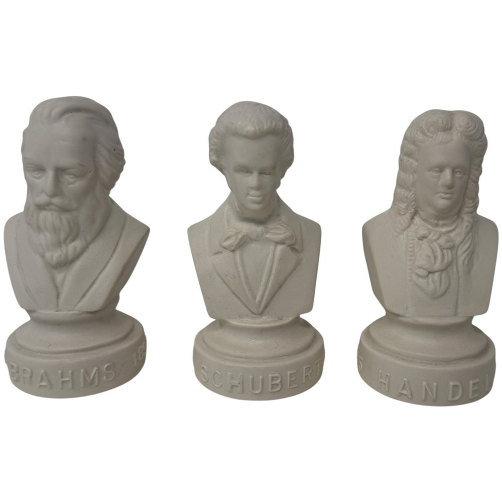 Halbe Music Composer Figure Busts Set Of 3 Statuette - Brahms Hubert Handel VTG‎